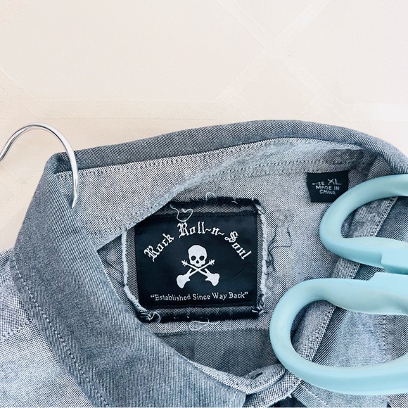 Rock Roll n Soul Men Western-Inspired Skull Long Sleeve Button-Up Shirt Size XL - Picture 3 of 7